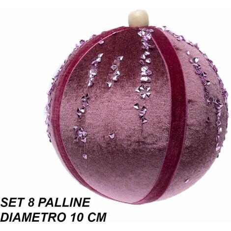 Palline Rosa Glitter (8 cm e 10 cm) per Decorare l'Albero di