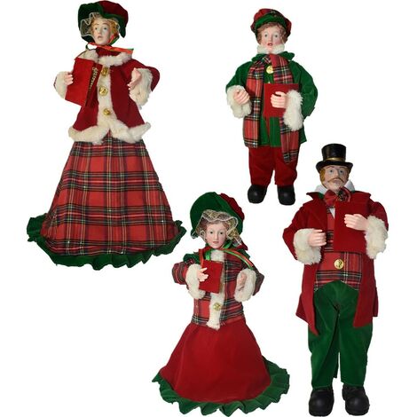 Cantori coro di natale Famiglia cantanti in tessuto 4pz decorazioni natalizie addobbi negozio vetrine casa collezione (1/5)