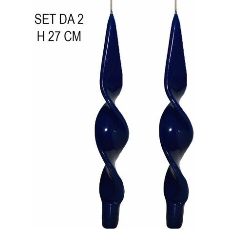 Set 2 candele blu a spirale fiamma per candeliere candelabro da decorazioni  casa tavola centrotavola di