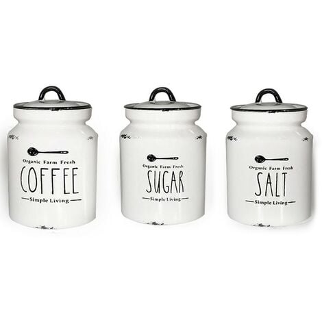 Tris barattoli vintage contenitori porta sale zucchero caffè spezie per  casa cucina in ceramica moderno