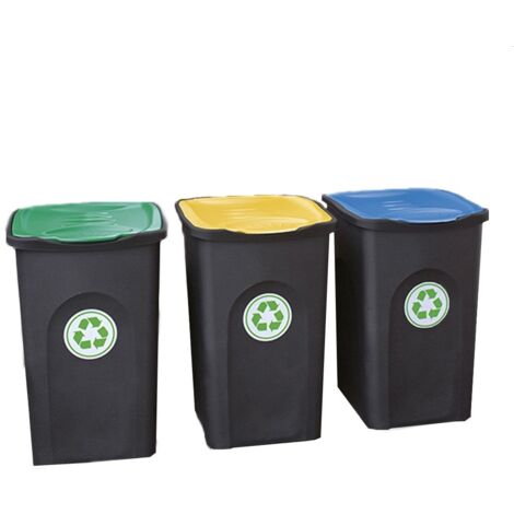 Tris Pattumiera contenitori bidoni Raccolta Differenziata Set 3Pz pub bar ristoranti casa giardino 50 litri