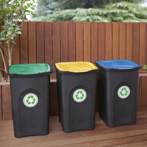 COSEDACASA Set 4 Bidoni Carrellati Per Raccolta Differenziata 80L – Pattumiere Con Ruote E Pedale, Made In Italy