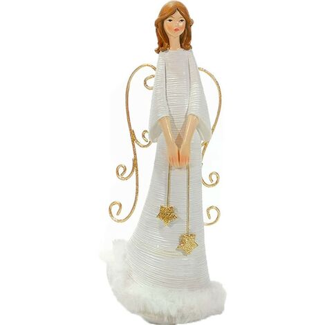 Angelo bianco con ali oro decorazione addobbi natalizi idea regalo per natale ornamento allestimento vetrine negozi casa (1/5)