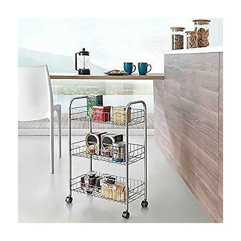 Carrello cucina porta tutto frutta vivande 4 cestelli bianchi in