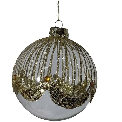 Palline oro in vetro soffiato 4pz per albero di Natale addobbi decorazioni  natalizi