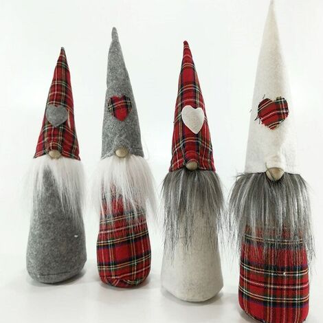 Set 3 Gnomi Di Natale Fatti A Mano – 20 E 40 Cm, Tomte Svedese In Peluche Per Decorazioni E Portafortuna