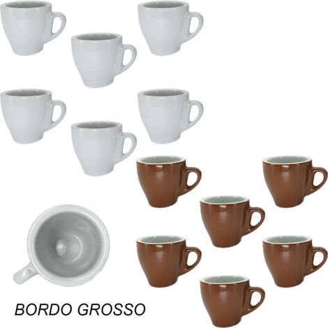 Tazzine in ceramica set da 6 per caffe ginseng tazza da bar pub ristorante 90 ml con bordo grosso 5 mm - colorigenerali: BIANCO - QUANTITA': SET DA 6