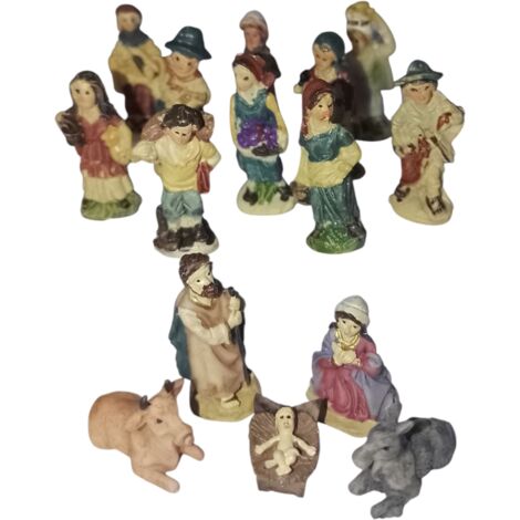 Set di 7 figure J-Line per presepe, resina (marrone