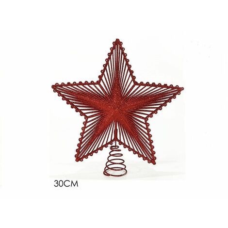 Stella Per Albero Di Natale In Velluto Felpato - Decorazione Top Albero, Rosso, 28 Cm
