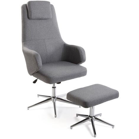 Sedia da ufficio poltrona girevole regolabile per studio con pouf poggia piedi per casa negozio salone moderna grigio o beige - MISURA: BASE - colorigenerali: GRIGIO (1/5)