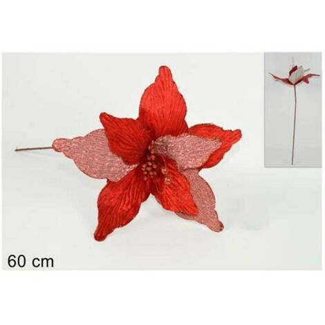 Fiori a stella decorazioni per albero di natale addobbi natalizi da casa rosso bicolore (1/4)