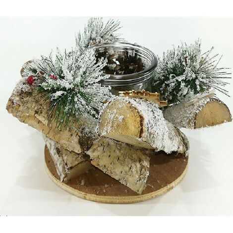 Portacandela centrotavola CM 20 per decorazioni addobbi di natale pigne e bacche (1/5)