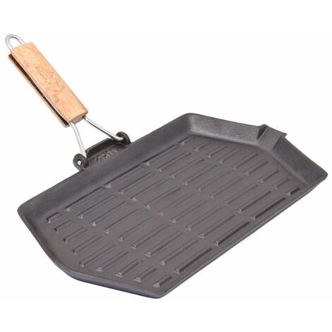 Bistecchiera piastra griglia per arrostire barbecue in ghisa a induzione fornelli da cucina gas disponibili in 4 misure - misure: 35x21 cm