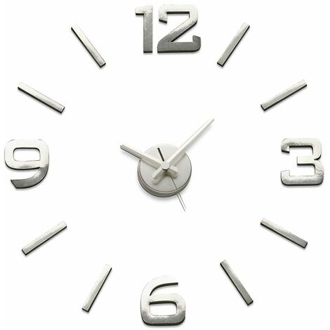 ZJchao Orologio Da Parete Adesivo 3D Fai Da Te - Kit Con Movimento E Adesivi In EVA, Nero, Diametro Max 130 Cm
