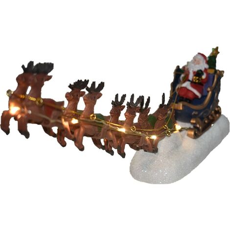 Babbo natale rosso slitta con 8 renne volanti porta i doni regalo di natale luci albero decorazioni addobbi ornamento casa