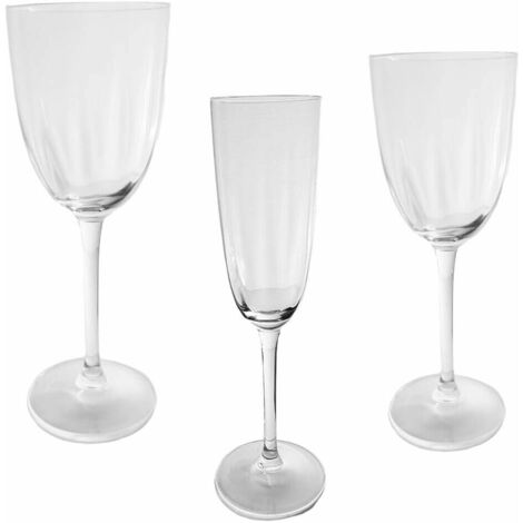 Set 6 calice da fluite acqua vino Bicchieri con piede lungo per prosecco cocktail liquore in cristallo idea regalo - decoro: Calice vino