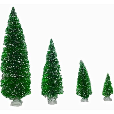 Alberi per presepe verde innevato set accessori nativita decorazioni natalizie ornamento capanna grotta di natale - MISURA: 6 alberi da 10 cm (1/4)