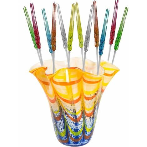 Spiga in vetro soffiato per decorazioni casa vaso da fiori idea regalo colori assortiti Made in Italy - PEZZI: 5 PEZZI