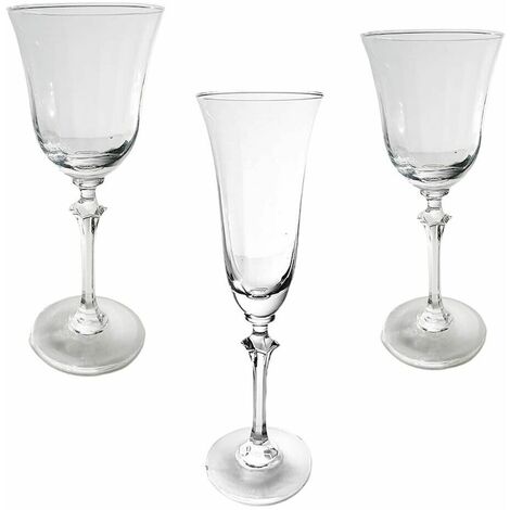 Set 6 calice da fluite acqua vino Bicchieri con piede lungo per prosecco cocktail liquore in cristallo idea regalo - decoro: Calice fluite