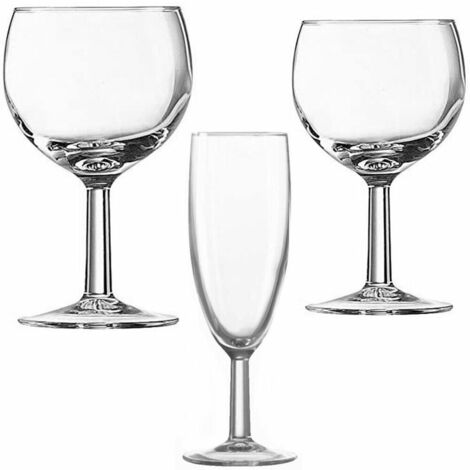 Bicchieri con piede set da 6 calice fluit acqua vino ballon  per prosecco cockta - decoro: Calice fluite