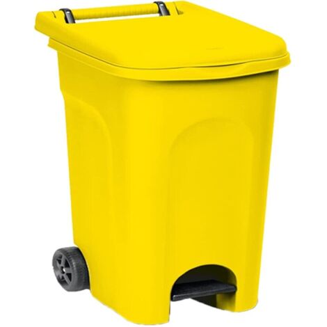 Pattumiera con pedale e ruote per Raccolta Differenziata contenitori bidoni 60lt - colorigenerali: GIALLO