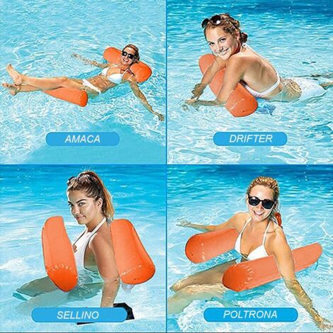Amaca galleggiante 4 in 1 con 2 cuscini per mare piscina gonfiabile materasso - Colori: Arancione