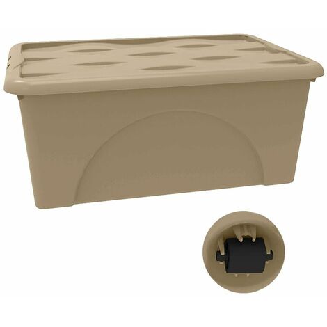 Cesto porta biancheria beige contenitore per cambio stagione con ruote  multiuso casa box oggetti panni salvaspazio scatola bagno