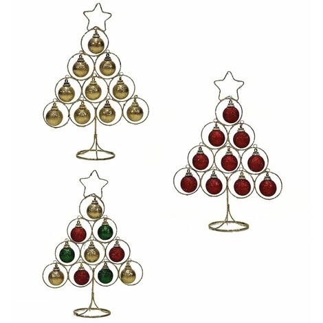 Albero di natale con palline rosse oro multicolor decorazioni addobbi natalizi per casa negozio ufficio idea regalo h31 cm - colorigenerali: ROSSO (1/5)