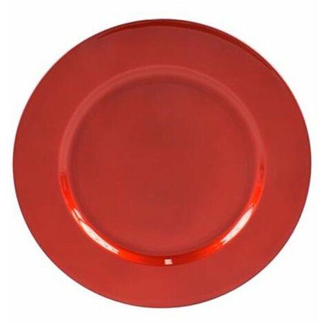 6 X SOTTOPIATTI NATALIZI PLASTICA 33CM DECORAZIONI NATALE TAVOLA ROSSO