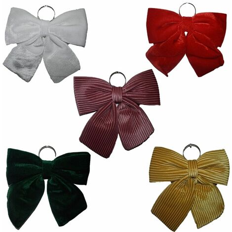 Fiocco Natalizio In Velluto Oro 28cm - Addobbo Albero Di Natale, Stile Shabby Chic - Foto 5