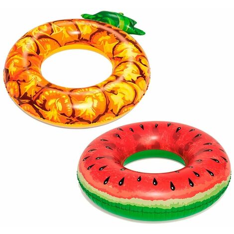 Ciambella galleggiante salvagente ruota grande gonfiabile per bambini da mare - colorigenerali: Set 2 ciambelle: 1 ananas e 1 anguria