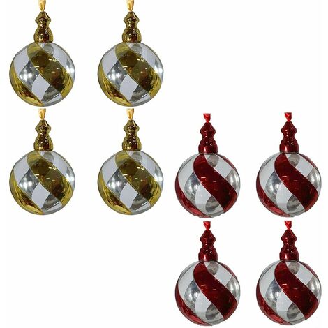 Set Di 4 Palline Di Natale In Vetro Soffiato Di Lauscha – Sacra Famiglia – Rosso Opaco Con Corona Dorata – 6,7 Cm