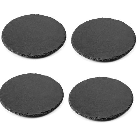 Set di 4 Vassoio Piatto rotondo in Ardesia Nero 30 cm Pietra Naturale per Sushi da Cucina ristoranti aperitivi Antipasti Formaggi Tagliere da Portata