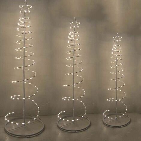 Albero di natale luminoso da esterno luci led per decorazioni natalizie casa giardino ristorante struttura in metallo antivento - misuraaltezza: cm 150 (1/5)