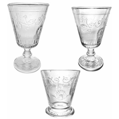Calice bicchiere in vetro per acqua vino da tavola 6 pezzi particolari ed eleganti ottima idea regalo - decoro: Bicchiere acqua piccolo