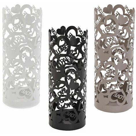 Porta ombrelli vaschetta scola pioggia con decoro cuore love bianco nero tortora per negozio ufficio casa ingresso in metallo - colorigenerali: BIANCO