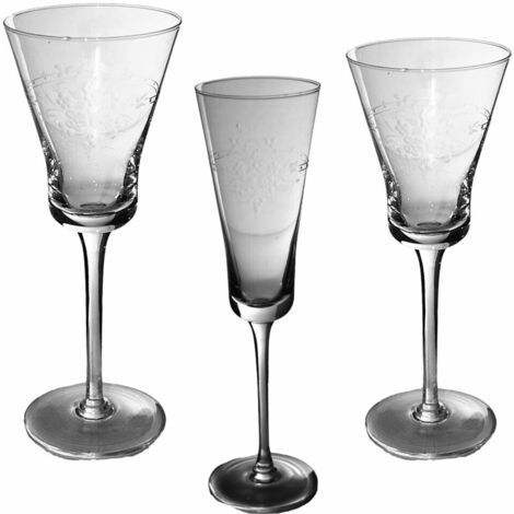 Set 6 calice da fluite acqua vino Bicchieri con piede lungo per prosecco cocktail liquore in cristallo idea regalo - decoro: Calice fluite