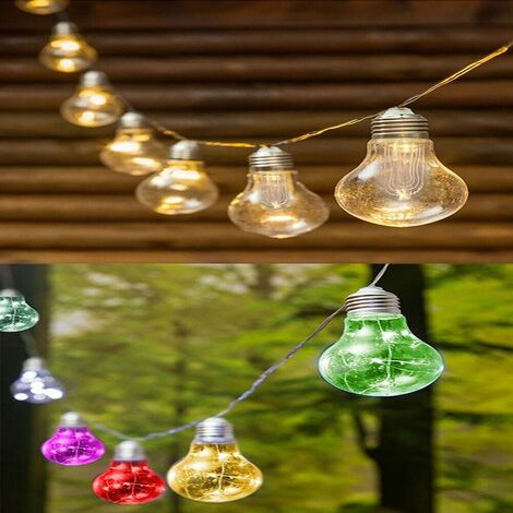Catena luminosa da esterno ricarica solare bianco caldo stringa 10 lampadine multicolore per decorare pub ristorante giardino - colorigenerali: MULTICOLOR (1/5)