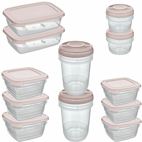 Contenitore per alimenti con coperchio set 12 barattoli frigo impilabile cucina casa salvafreschezza riutilizzabile in plastica - colorigenerali: GRIGIO