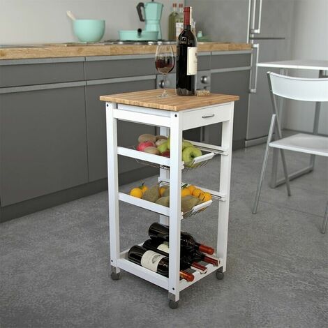 CARRELLO VESUVIO PORTAFRUTTA PORTABOTTIGLIE E CASSETTO CON RUOTE