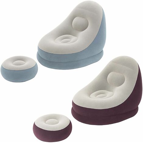 Poltrona divano gonfiabile con pouf poggia piedi relax per giardino piscina campeggio comoda resistente uso interno ed esterno - colorigenerali: AZZURRO
