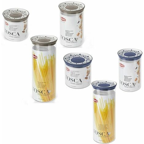 3 Barattoli per conservare alimenti spezie sale zucchero caffe' casa da cucina campeggio ristorante rotondi blu o tortora - colorigenerali: TORTORA