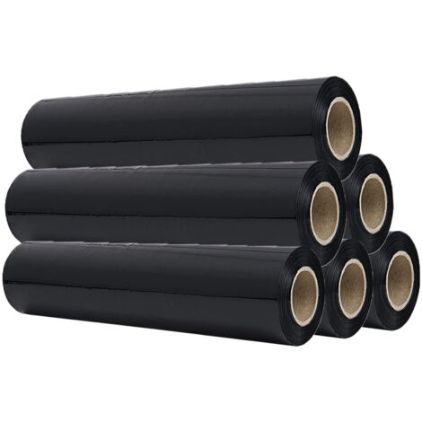 Rotolo Bobina SET 6 pellicole film estensibile NERA kg2,4 H50cm 23my per imballi manuale imballaggio pallet pedane scatole forte