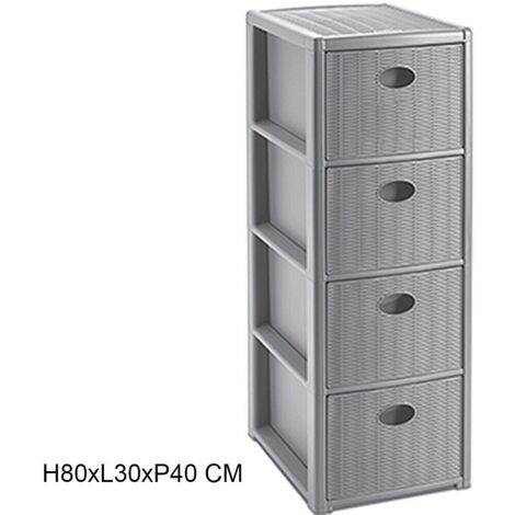 Cassettiera slim salvaspazio 4 cassetti mobile stretto per bagno cucina ufficio portaoggetti in plastica - colorigenerali: BIANCO