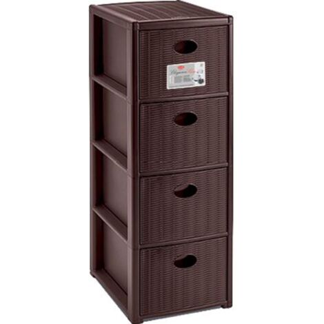 Stefanplast Cassettiera 4 posti Elegance Moka 30x40 H80 cm - Polipropilene - Super resistente - Fornita montata