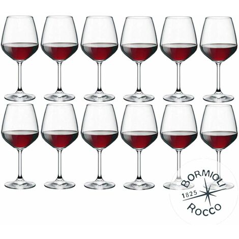 Set 12 calici con piede degustazione vino rosso Bicchieri Divino Cl 53 bormioli tavola elegante occasioni speciali regalo