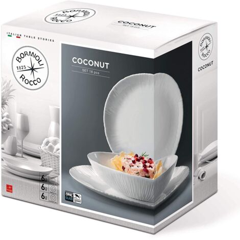 BORMIOLI COCONUT SERVIZIO DI PIATTI DA TAVOLA 18PZ