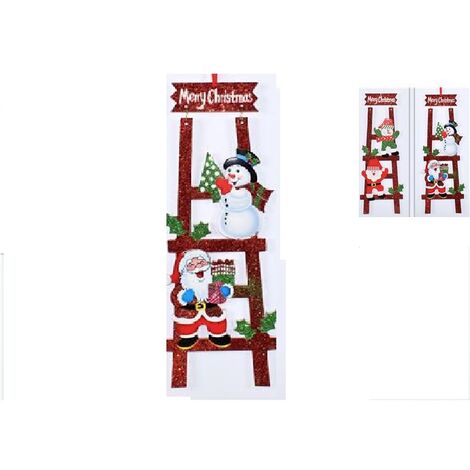 2 Decorazioni casa fineste fuori porta per albero natalizio babbo natale cappello rosso pupazzo di neve h45
