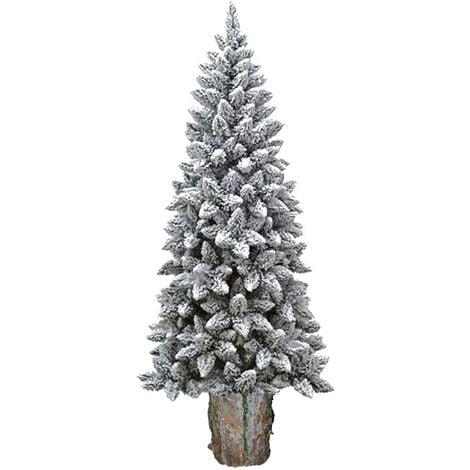 Albero di Natale Slim Gran Paradiso innevato 210cm verde e bianco