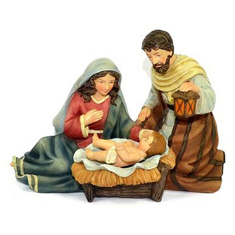 Natività sacra famiglia per presepe statua di natale decorazioni addobbi idea regalo cm 11 resina ornamento casa in blocco